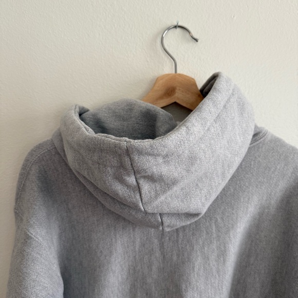 Vintage Champion Reverse Weave Hoodie Gray Heavyweight Pullover - Size L - Picture 6 of 8
